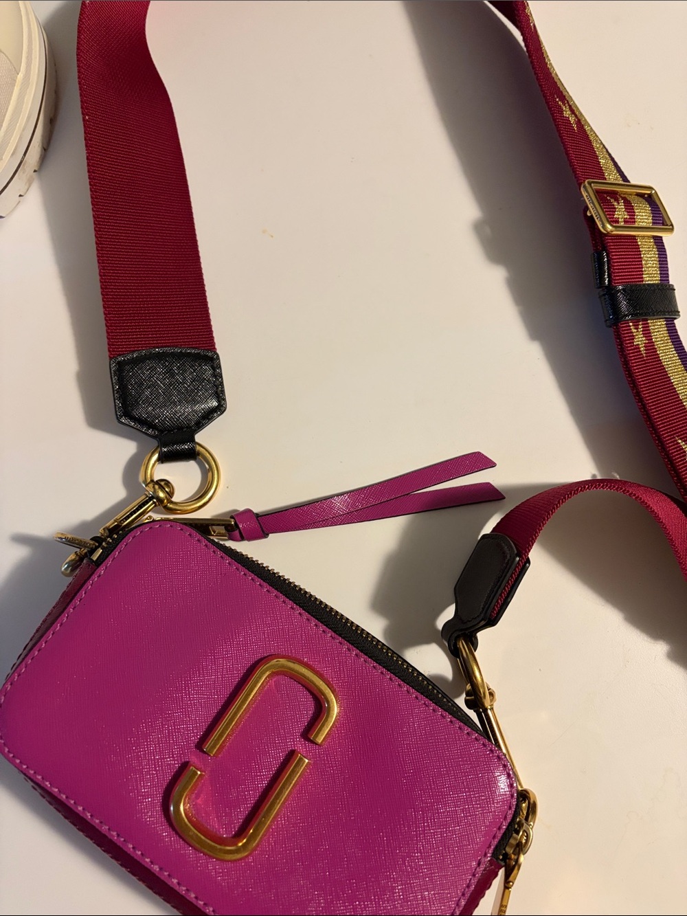 Mark Jacob’s snapshot leather Pink/Fuchsia /Gold crossbody Camera Bag SALE Gold